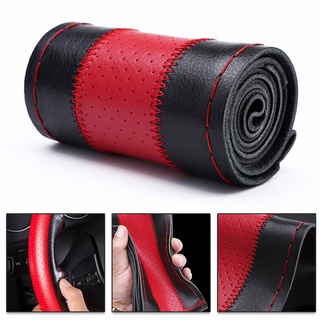 Cubierta del volante negro+rojo DIY Four Seasons cuero alto 100% nuevo
