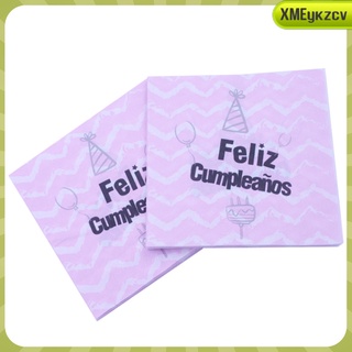 20x Serviettes Napkin Birthday Hand Towel Feliz Cumpleanos Disposable Paper