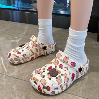 Crocs shoesTide de dibujos animados lindo agujero zapatos femeninos estudiantes de verano desgaste antideslizante Baotou interior hogar suave sandalias y zapatillas (1)
