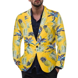 [yts] hombres abrigo-hombre casual vintage turn-down cuello de manga larga impresión floral blazer abrigo chaqueta