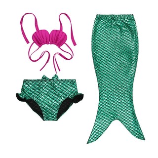 3pcs niña niños sirena cola nadable bikini conjunto traje de baño fancy traje (8)