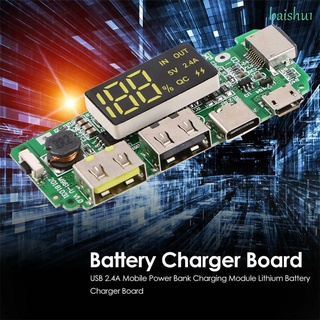 Baishu1 Placa cargadora De batería Led Digital De pantalla 5v 2.4a con protección De Circuito Dual Usb Micro/Tipo-C Usb 18650