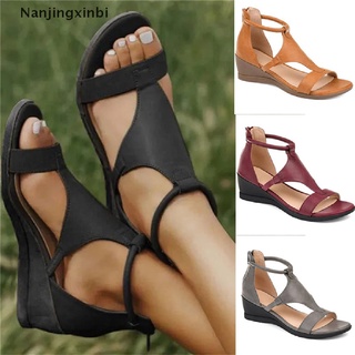 [nanjingxinbi] mujeres cuñas verano playa sandalias casual zapatos peep toe gladiador zapatillas [caliente] (1)