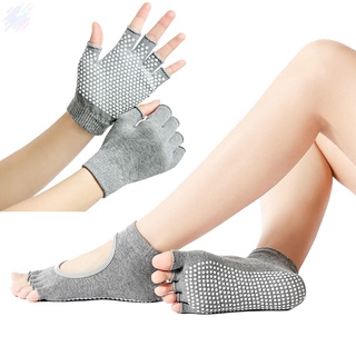 set de calcetines y guantes deportivos de yoga de cinco dedos antideslizantes transpirables guantes conjunto de calcetines (1)