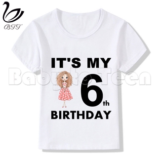 Moda hermosa niñas cumpleaños camiseta para niñas de dibujos animados divertido cumpleaños niñas cumpleaños camisetas niña ropa fiesta camisetas (8)