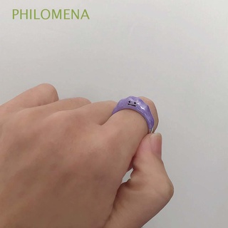 philomena lindo anillos abiertos mujeres aleación anillos de dedo personalidad coreana sonrisa sueño púrpura niñas moda joyería/multicolor