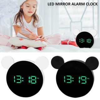 Reloj Electrónico Digital Despertador LED Pantalla Espejo Con Modo Snooze , Para Oficina En Casa /