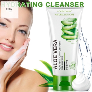 Aloe espuma Facial limpiador Gel limpieza profunda poros eliminar puntos negros lavado cara cuidado de la piel (1)