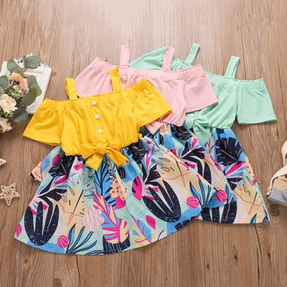 vestido floral con estampado floral de manga corta para niñas