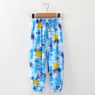 moda bebé niña árbol de playa impreso cintura elástica pantalones largos