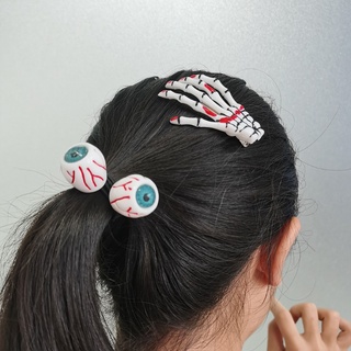 la gothic skeleton duckbill clip de mano hueso horquilla globo ocular corbatas de pelo ponytail decoración (3)
