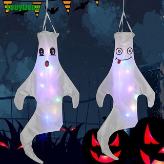 [kouyi] Halloween fantasma Windsock luz LED colgante espeluznante fantasma FlagProps decoraciones GLS