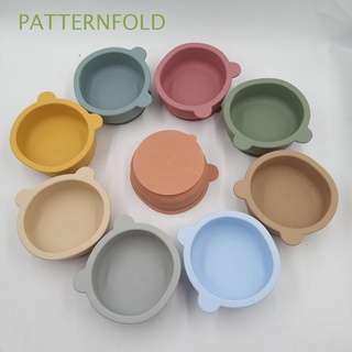 PATTERNFOLD Anti-hot Kids Dishes Cartoon Suction Cup Bowl Baby Eating Dinnerware Children's Bear Bowl Spoon Silicone Training Dinner Plate Feeding Food Tableware
