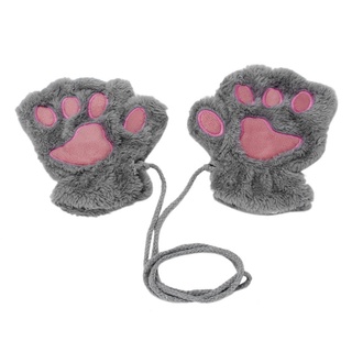 YL🔥Bienes de spot🔥sofe - guantes de garra de invierno para mujer, oso esponjoso, manoplas, guantes de medio dedo【Spot marchandises】