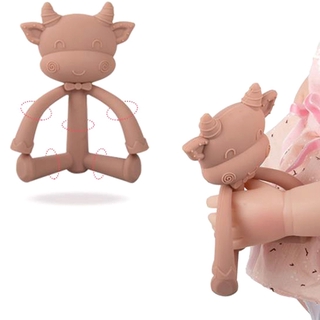 Tututrain estereoscópico ovejas vaca de dibujos animados de silicona bebé mordedor de grado alimenticio recién nacido masticar juguete