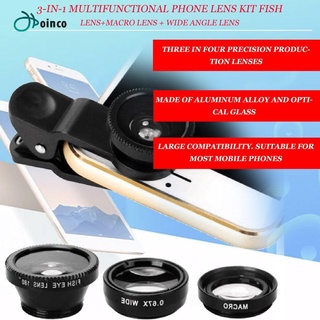 Kit multifuncional de lentes de teléfono 3 en 1 lente de pescado+lente Macro + lente de gran angular (2)