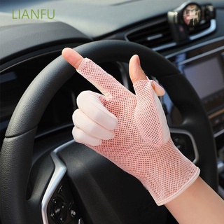 Lianfu hielo seda verano Anti-UV transpirable UPF 50+ malla protector solar guantes de conducción guantes Multicolor