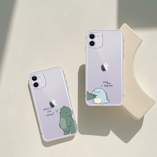 Couple Dinosaur Case For iPhone 11 12 Pro Max 7 8 Plus X Xs XR Soft Casing Back Cover
