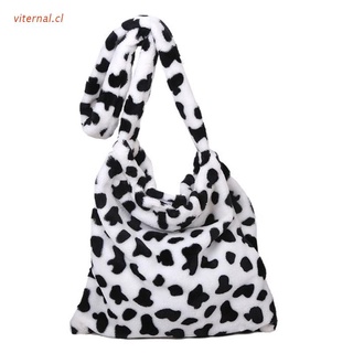 vit felpa vaca impresión bolsas de mensajero de gran capacidad bolso de hombro animal patrón totes casual viaje bolso para las mujeres