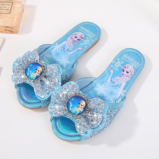 Frozen 2 Elsa cristal zapatos Aisha princesa zapatillas 2021 lindo niños niñas zapatillas niñas interior y al aire libre antideslizante sandalias de fondo suave y zapatillas (1)