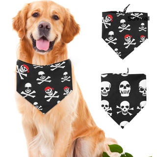 suv- pañuelo para mascotas, patrón de cráneo, cosplay, para mascotas, perros, triángulo, babero para halloween (1)