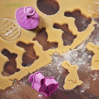 ADAMES 4pcs/Set Press Stamp Pastry Biscuit Mold Cookie Cutter Kitchen Easter Day Animal Dough Plastic Cartoon Baking Tools