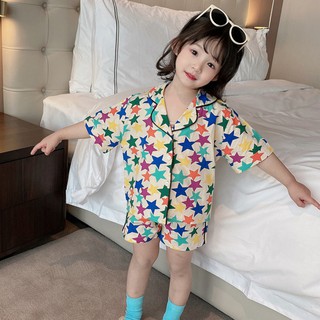 Iu niños conjunto 2pcs verano coreano Casual pijamas Top+pantalones cortos Unisex