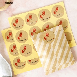 [claec] 120Pcs Round Vintage Thank you Rose Flower Adhesive Baking Seal Label Stickers .