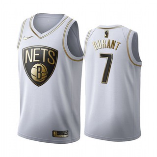 Nba Brooklyn Nets 7 Kevin Durant Gold Edition bordado blanco temporada regular camisetas de baloncesto