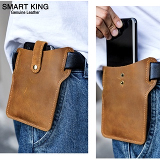 Smart King Crazy caballo de cuero del teléfono de la cintura de la bolsa para los hombres de deportes al aire libre bolsa de cinturón de cuero genuino (1)