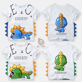 Ropa de verano de los niños de la ropa de niño camiseta lindo dinosaurio patrón camiseta bebé niños algodón camiseta