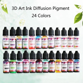 bin 24 colores 10ml arte tinta alcohol resina pigmento kit de resina líquida colorante tinte difusión de tinta uv resina epoxi fabricación de joyas (4)