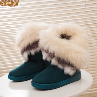 caliente nuevas mujeres botas de invierno mantener caliente botas de piel de las mujeres botas de nieve plana tacón grueso con cabeza redonda botas cortas tobillo invierno