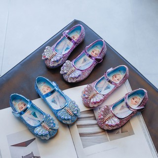 Tamaño 26-35/ zapatos de niña, lindo Frozen princesa zapatos, Elsa arco sandalias, moda brillante lentejuelas verano Velcro sandalias