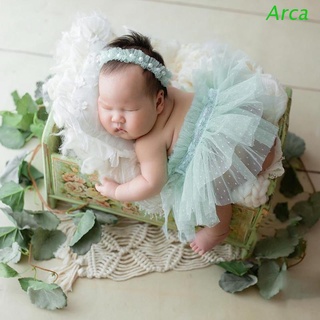 arca recién nacido fotografía props falda de encaje perla diadema conjunto de fotografía tiro traje