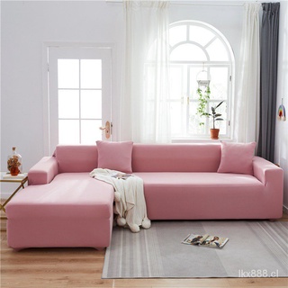 JCFS🔥Productos al contado🔥Funda de sofá de Color sólido gris claro para sala de estar sofá todo incluido poliéster moderno elástico de esquina sofá funda 45009 (9)