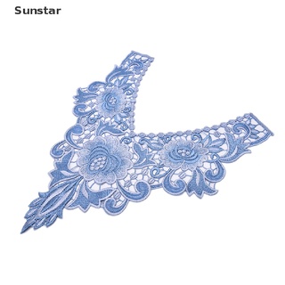 [Sunstar] 1 pieza bordado Floral encaje cuello cuello cuello recorte ropa costura parche B (5)