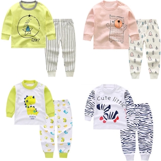 2PCS niños niños niñas niño bebé de dibujos animados Casual ropa de dormir Tops+pantalones pijamas