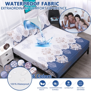 Hanzaihome Cadar sábana 100% impermeable Protector de colchón/cubierta de sábanas estilo patrón sábana bajera ajustable Cadar Tilam Kalis Air