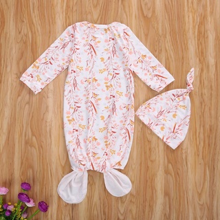 Khh-Baby saco de dormir con gorro, sobre de manga larga ropa de dormir, hojas/Floral/luna/Color sólido elástico
