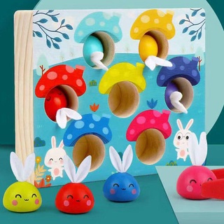 Mushroom Rabbit Color Matching Game Wooden Toys Children Early Education Learning Toys Funny Gifts for Kids