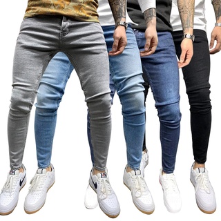Winwinplus pantalones vaqueros ajustados casuales De color sólido para hombre