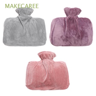 MAKECAREE Portable Hot Water Bag Washable Plush Covering Hot Water Bottle Double Intervene Keep Winter Warm Leak Proof Reusable Hand Warmer Stress Pain Relief Therapy/Multicolor