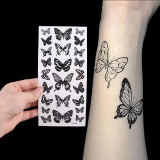 [paz Conchas] 1 hoja impermeable temporal tatuaje adhesivo 3D mariposa falso tatuaje pierna brazo arte MY (8)