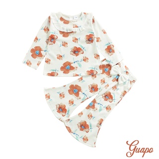 Hl 2 pzas ropa De bebé Casual/pulóver De Mangas largas con cuello Redondo y estampado De Flores+pantalones Flared