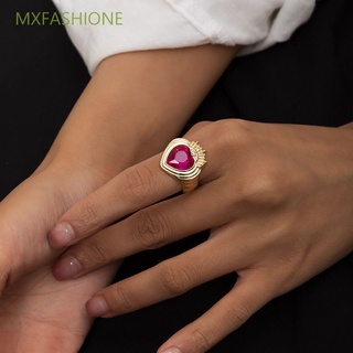 Mxfashione anillo simple De Diamante Redondo con piedra Preciosa para mujer