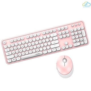 A&w Mofii dulce teclado ratón Combo Color puro G teclado inalámbrico ratón conjunto de suspensión Circular llave tapa para PC portátil rosa
