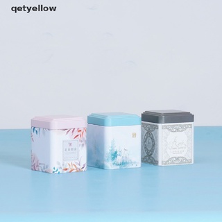 Qetyellow 2Pcs Tea Sealed Box Kitchen Storage Container Jar Tin Square Can Candy Canister CL