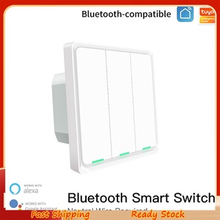 Tuya Bluetooth-compatible Smart Light Switch Neutral Wire Required Sigmesh Multi-control Smart Life App Works with Alexa Google home Live