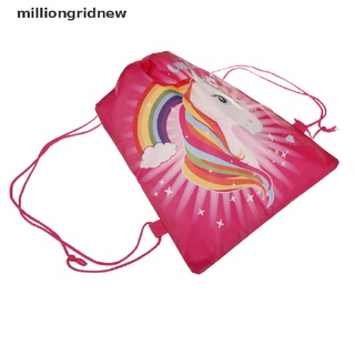 [milliongridnew] mochilas de unicornio con cordón de unicornio bolsas de almacenamiento de niños fiesta de cumpleaños regalos